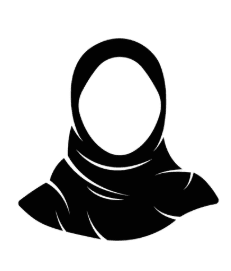 Silhouette icon of a woman wearing a hijab.
